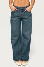 Petite Raelynn Washed Low Rise Baggy Jeans