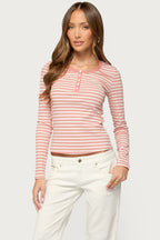 Roma Striped Henley Top
