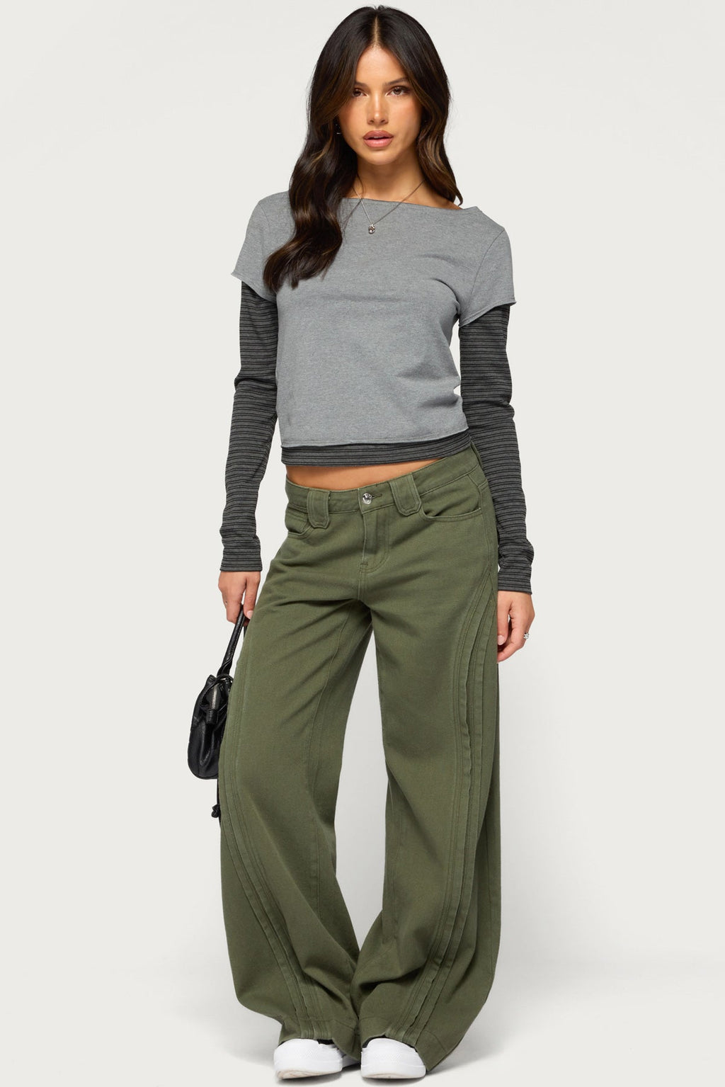 Layered Stripey Long Sleeve T Shirt