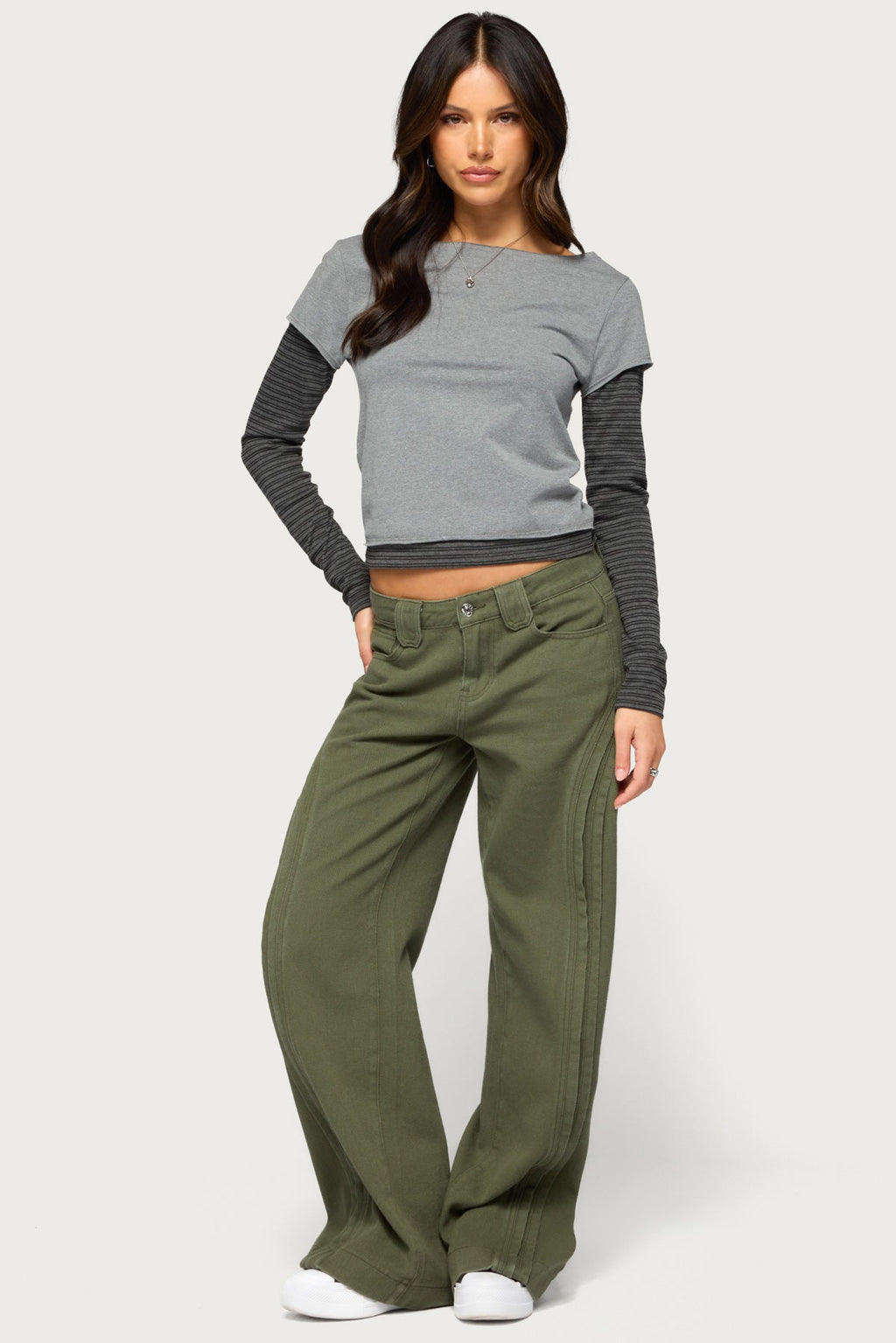 Layered Stripey Long Sleeve T Shirt