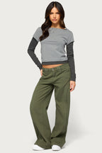 Layered Stripey Long Sleeve T Shirt