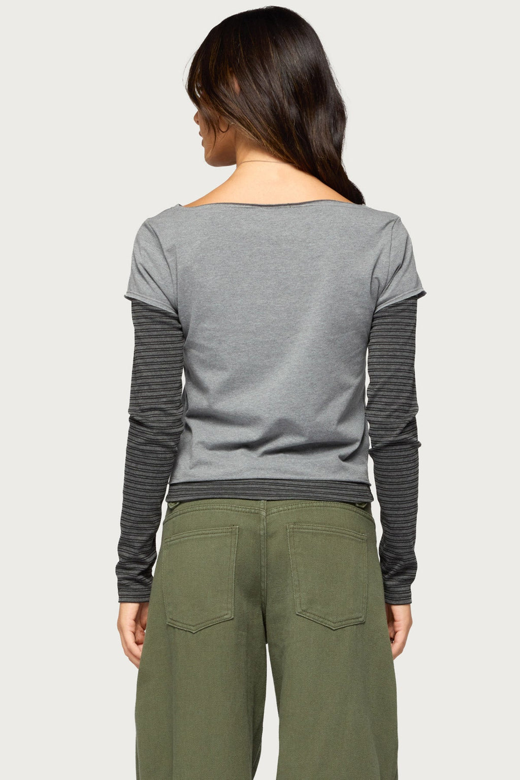 Layered Stripey Long Sleeve T Shirt