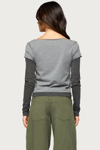 Layered Stripey Long Sleeve T Shirt