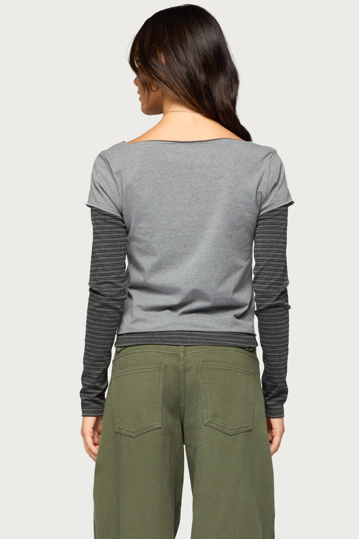 Layered Stripey Long Sleeve T Shirt