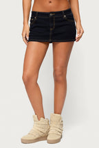 Seffie Low Rise Stretchy Denim Micro Skort