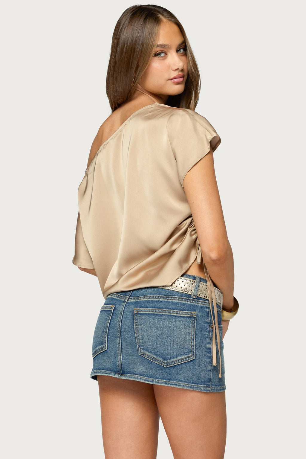 Jori Off Shoulder Satin Effect Top