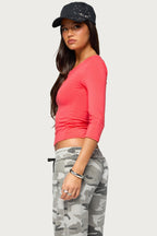 Toralei Three-Quarter Sleeve V Neck Top