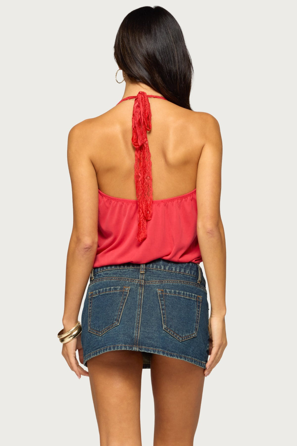 Eilen Lacey Wrap Halter Top
