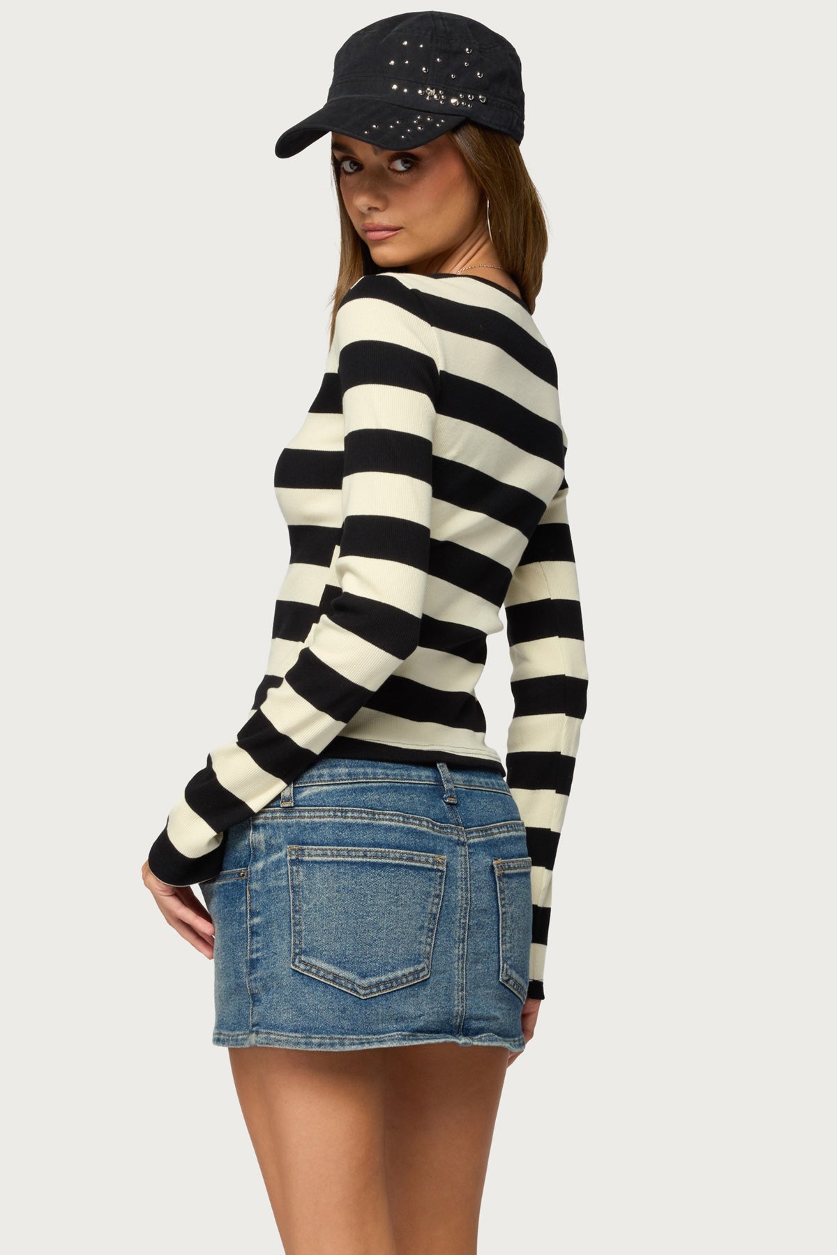 Dea Striped Long Sleeve Henley T Shirt