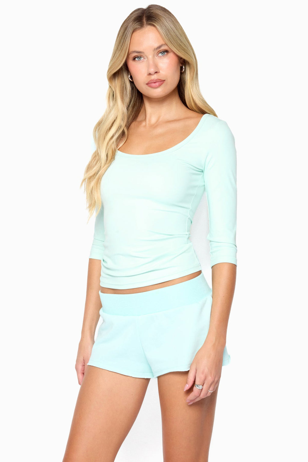 Desi Scoop Neck Three-Quarter Sleeve Top