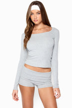 Flossy Ribbed Long Sleeve T Shirt