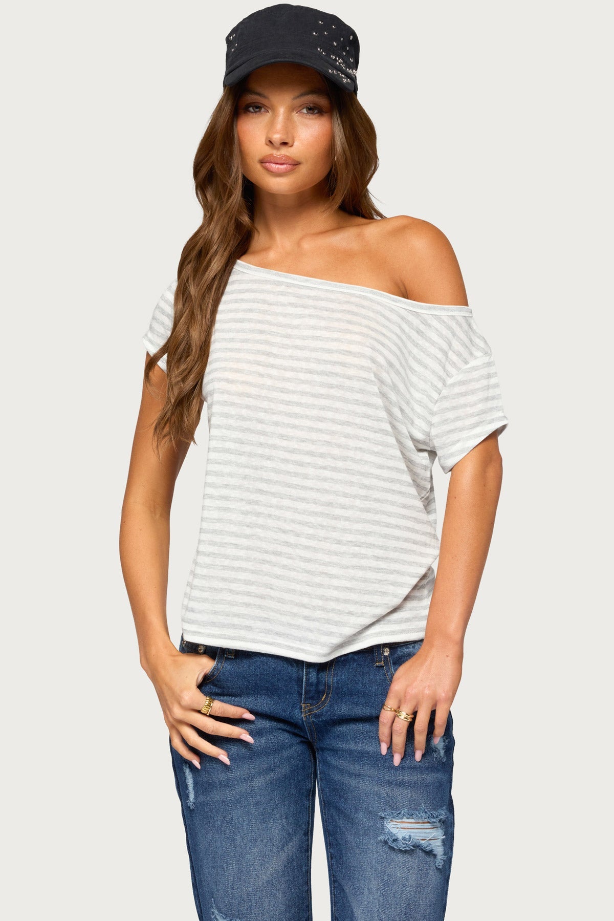 Chanelle Off Shoulder Striped Top