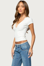 Hanni Lacey V Neck Top