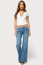 Guida Low Rise Wide Leg Lacey Jeans