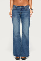 Raiva Rhinestone Low Rise Flared Jeans