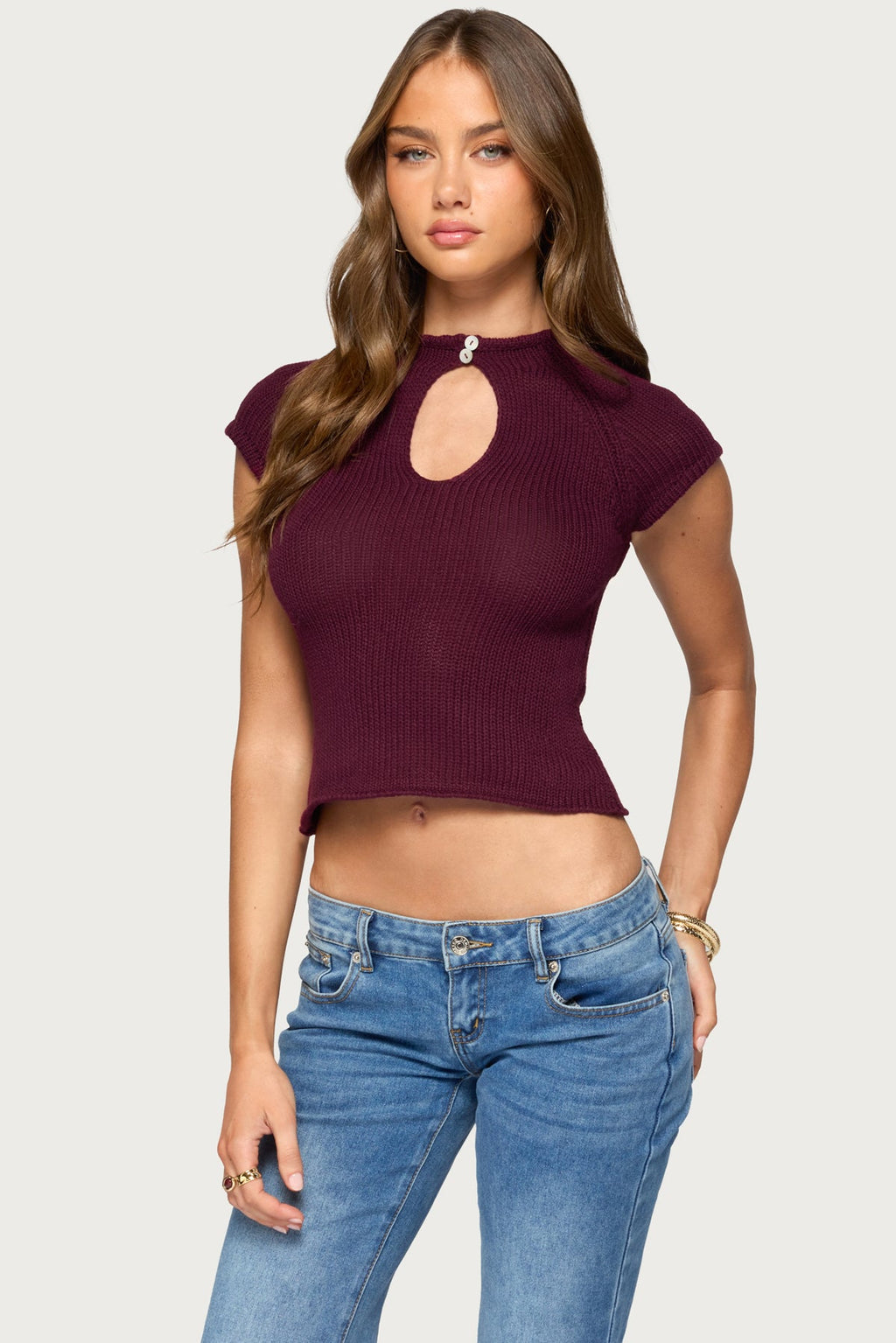 Ganni Keyhole Cutout Knit Top