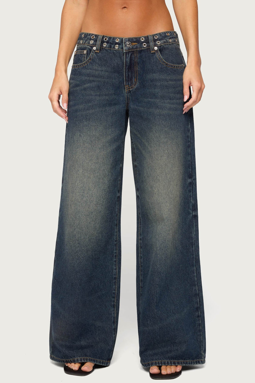 Sauly Low Rise Grommet & Wing Jeans