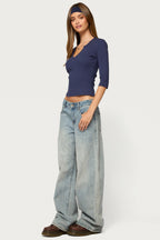 Quila Ribbed Three-Quarter Sleeve Top