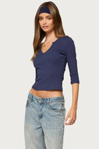 Quila Ribbed Three-Quarter Sleeve Top
