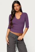 Quila Ribbed Three-Quarter Sleeve Top