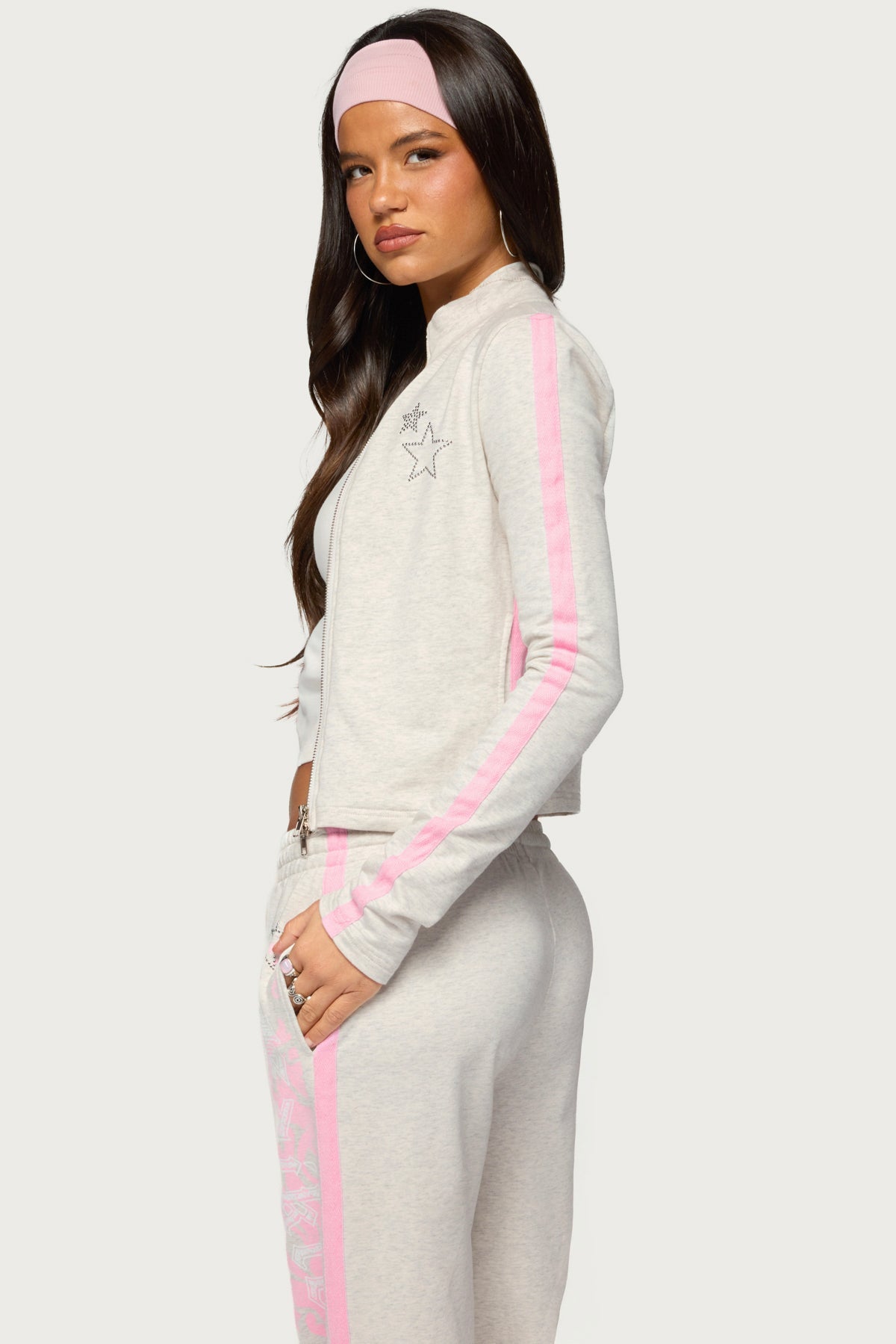 Starry Zip Up Long Sleeve Top