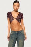 Kaelynn Bead And Sequin Mesh Top