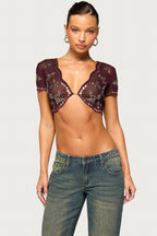 Kaelynn Bead And Sequin Mesh Top