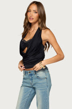 Amea Layered Bandeau Cowl Neck Top