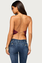 Elni Chain Backless Halter Top