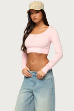Tammee Knit Henley Crop Top