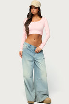 Tammee Knit Henley Crop Top