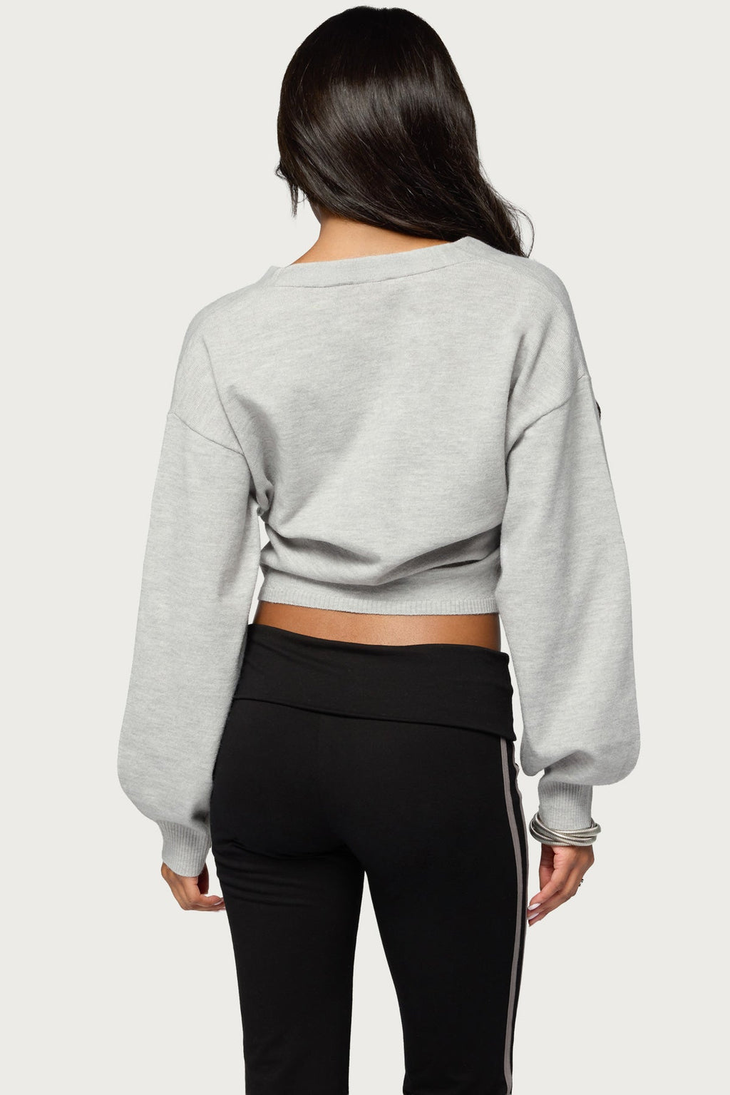 Jiara Balloon Sleeve V Neck Cardigan