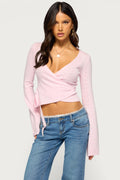 Earle Pointelle Wrap Knit Sweater