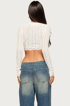 Yanti Sheer Lace Keyhole Cutout Top