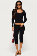 Raira Scalloped Knit Long Sleeve Top