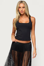 Cemre Lacey Rhinestone Racerback Tank Top