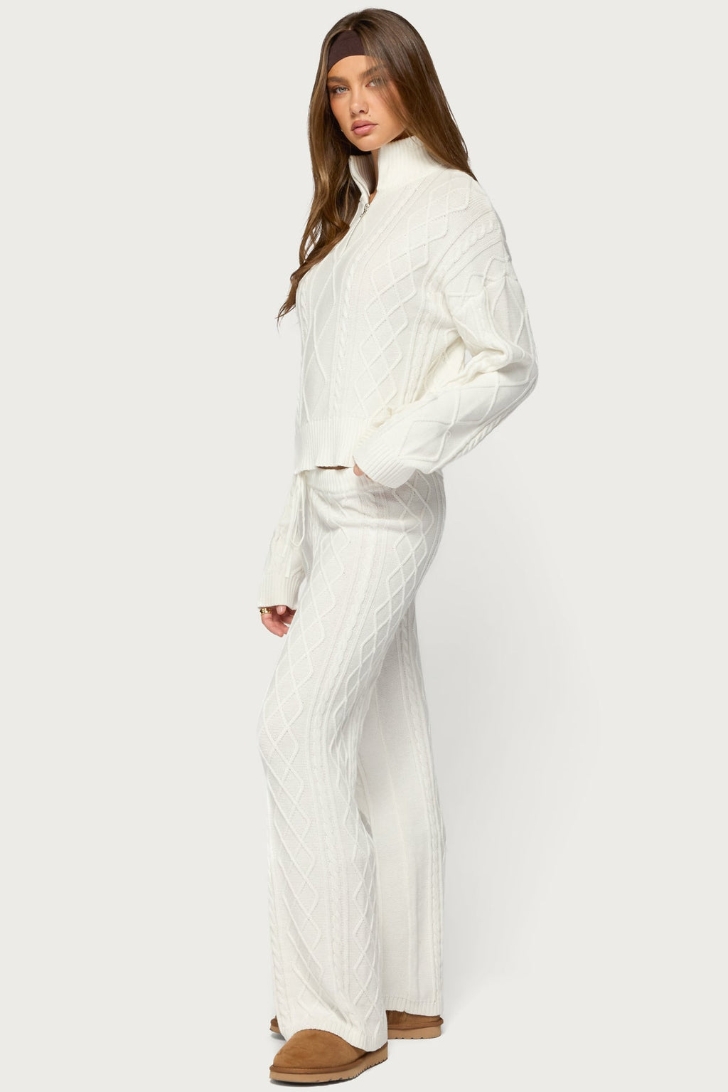 Fika Quarter Zip Cable Knit Sweater