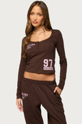 Edikted Malibu Long Sleeve Henley Top