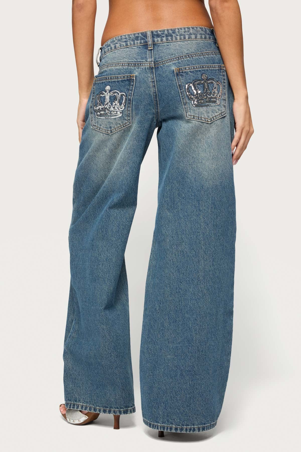 Crown Low Rise Wide Leg Jeans