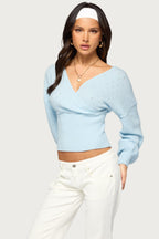 Maayan V Neck Pointelle Knit Sweater