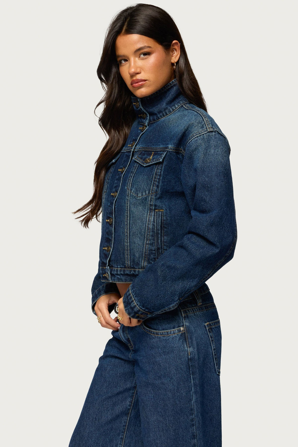 Tamy High Neck Denim Jacket