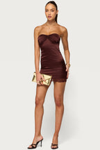 Gordie Strapless Satin Effect Mini Dress