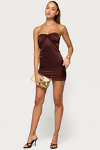 Gordie Strapless Satin Effect Mini Dress