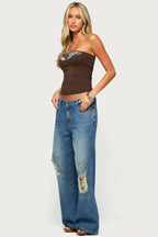 Dary Beaded Strapless Top