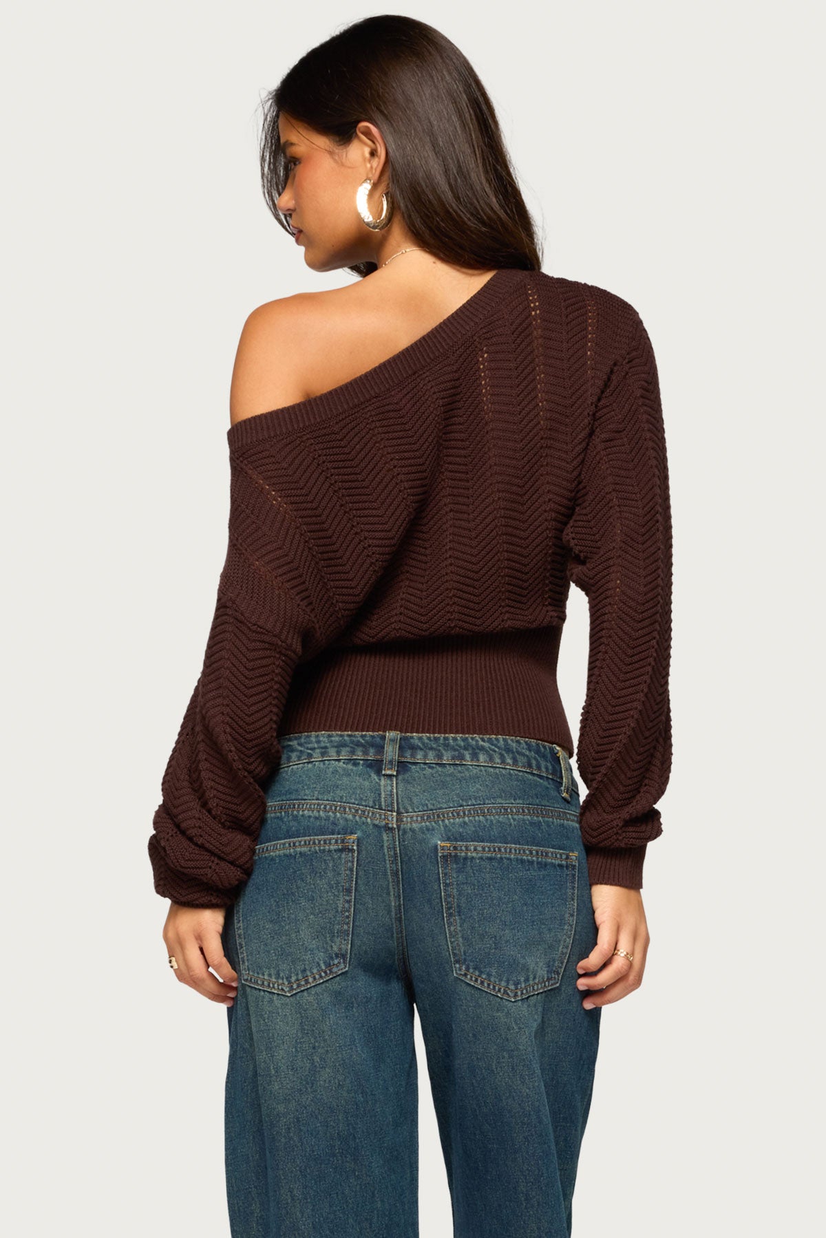 Grasey Off Shoulder Knit Sweater