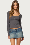 Allanna Long Sleeve Henley Top