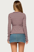 Kasty Square Neck Striped Babydoll Top