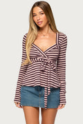 Kasty Square Neck Striped Babydoll Top