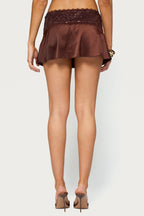 Kya Lacey Beaded Satin Effect Mini Skort