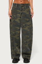 Anna Camo Low Rise Baggy Jeans